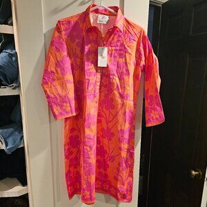 Bella Tu pink and orange floral resort-wear dress NWT